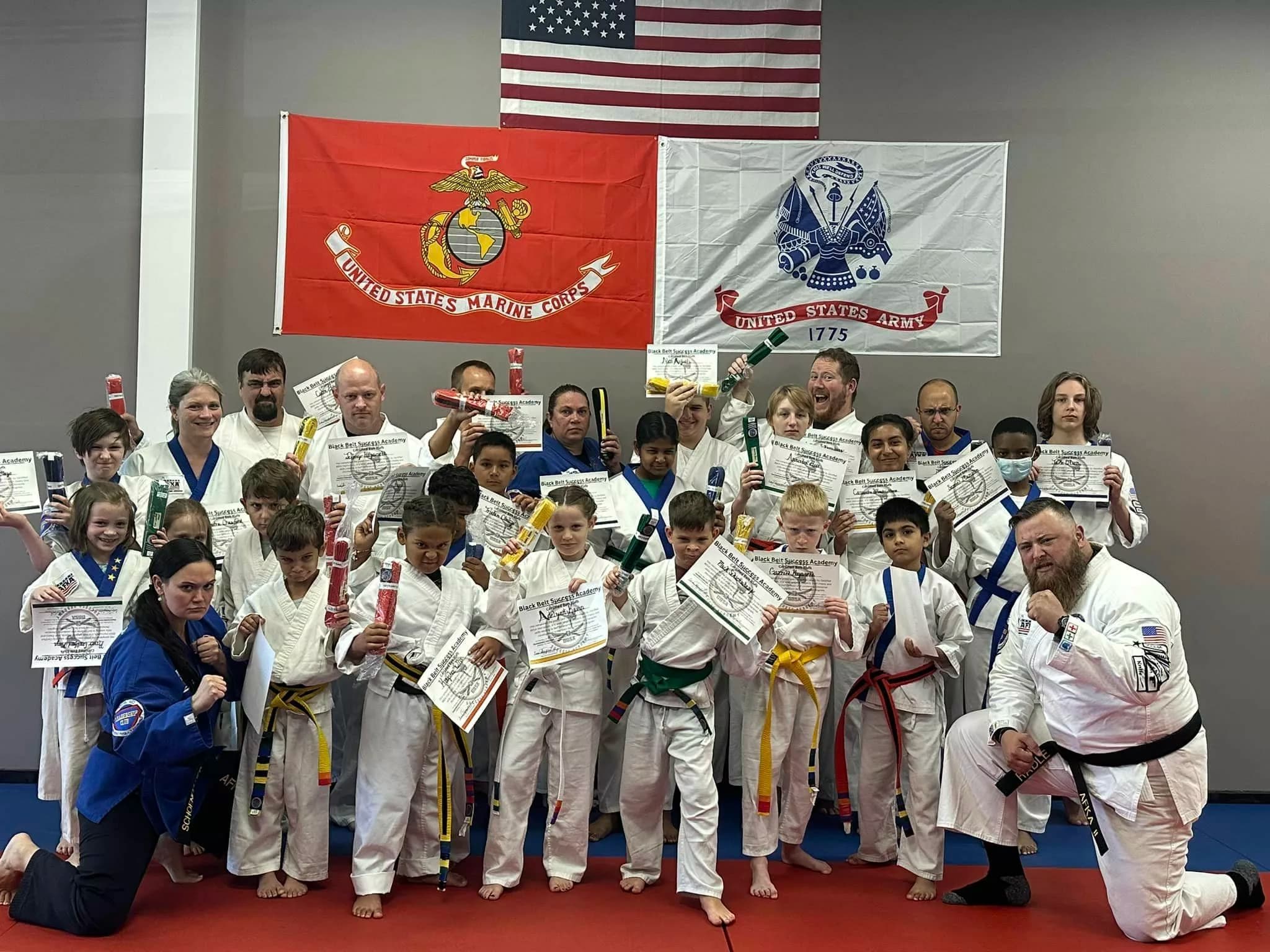 Martial arts students training